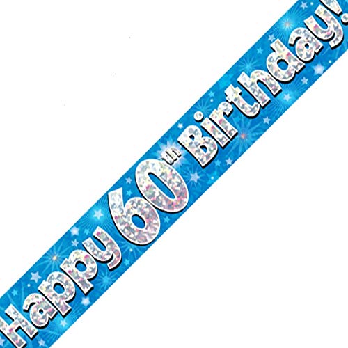 British Ballet® 60th Happy Birthday Banner (2.7m x 13cm) • Party Decoration with Holographic Design • Reusable Birthday Sign for Adults, Women, Men • Glitter Foil Pennant for Celebrations