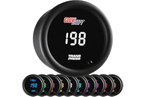 GlowShift 10 Color Digital 400 PSI Transmission Pressure Gauge Kit - Includes Electronic Sensor - Multi-Color LED Display - T