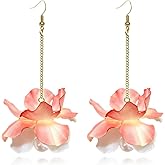 YasiIm Handmade Boho Chic Fabric Tassel Flower Dangle Drop Earrings Unique Pearl Gold Chain Petal Flower Stud Earrings For Women