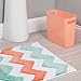 iDesign Chevron Bath, Machine Washable Microfiber Accent Rug for Bathroom, Kitchen, Bedroom, Office, Kid's Room, Set of 1, Aruba and Coral