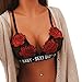 Women Lingerie,Napoo Rose Embroidered Appliques Floral Bralette Lace Bra Sexy Baby Print (S, Red)