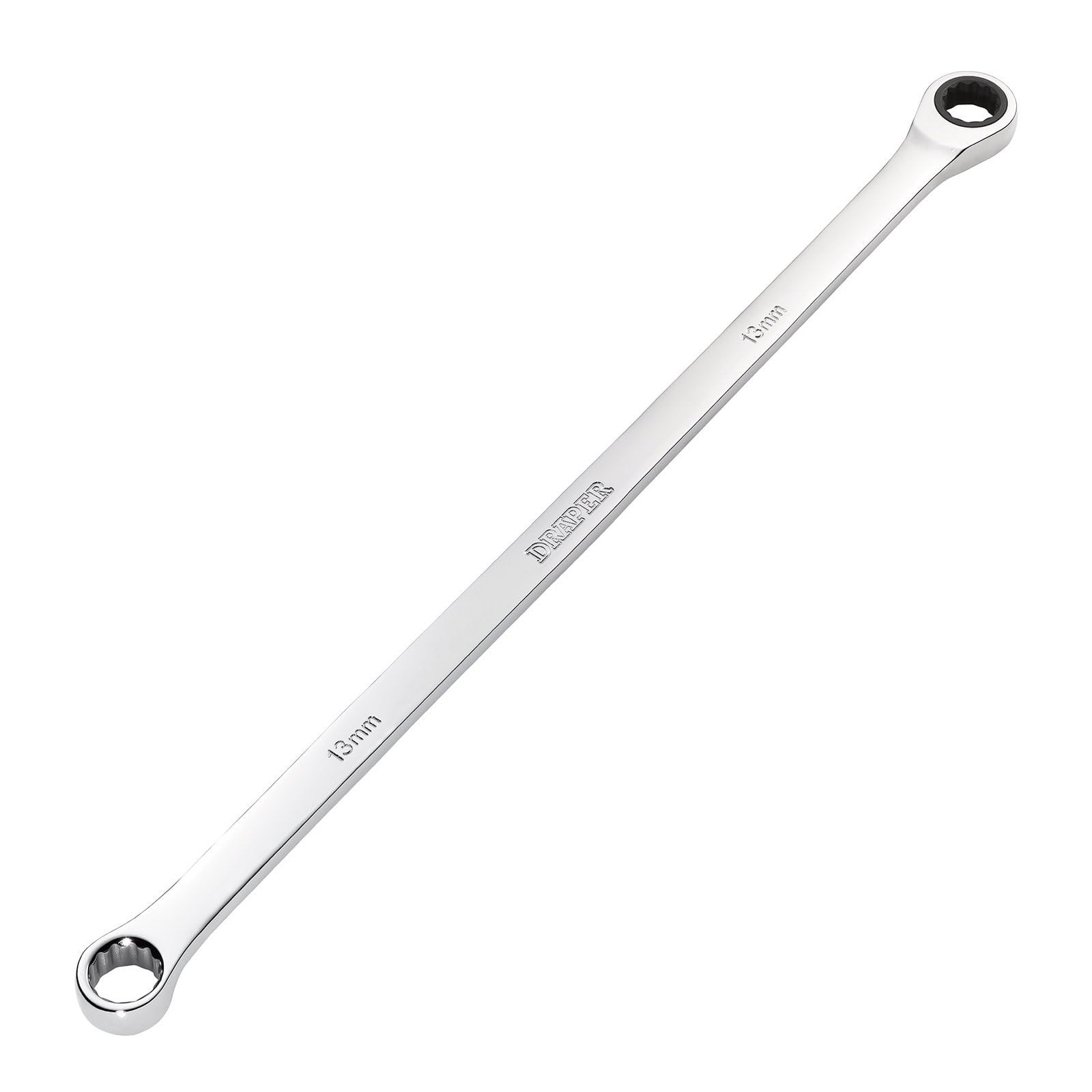 Draper 27769 HI-TORQ Metric Extra-Long Double Ring Ratchet Spanner, 13mm