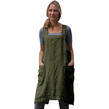 Bfmyxgs?Verkauft nur 0,01EUR? Damenmode aus Pinafore Baumwolle Leinen Kreuz Schürze Garden Pinafore Square Dress Kleid