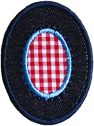 TrickyBoo Iron-On Letter Patch Craft Applique O Denim Blue 5Cm for Fabric Names Crafts Jeans Clothing to Iron On Trousers Bag Backpack Ceiling Neckerchief Scarf Jacket Hat Cap Dresses Pants Idea Pers