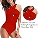 W YOU DI AN Women's Swimsuits Plus Size One Piece Tummy Control Ruched Full Lined Swimsuit Front Cross Backless Bathing Suit Red