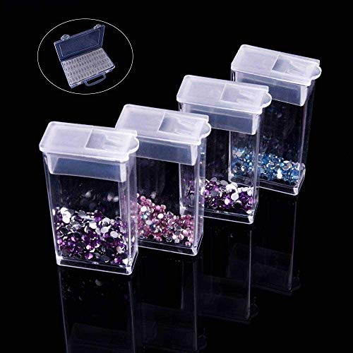 Pawaca 64 Slots Diamond Embroidery Box, Jewelry Drill Storage Boxes, Clear Plastic Diamond Painting Accessories Boxes for DIY Craft