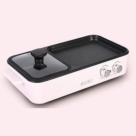Amazon Com Dbm Cxg 1400w Electric Smokeless Grill And Hot Pot Non Stick Multifunctional Electric Cooker Coating Separate Dual Temperature Contral Korean Bbq Grill Shabu Pot For 5 6 People Pink Home Kitchen