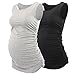 ZUMIY Maternity Top Pregnancy, Women's Maternity Cami Shirt Cotton Round Neck Ruched Waist Tank