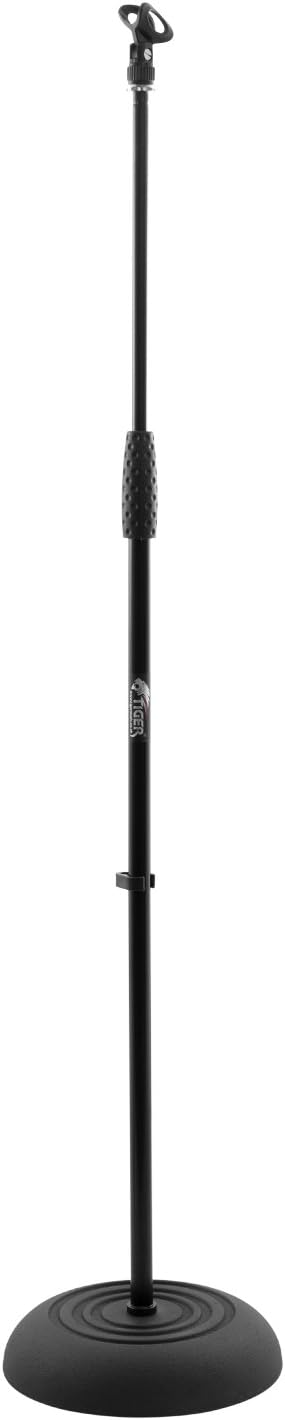 Tiger Microphone Stand with Round Base Black - Adjustable, Durable