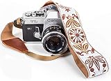 White Woven Vintage Camera Strap for All DSLR Camera. Embroidered Elegant Universal Neck & Shoulder Strap, Floral Pattern Strap Best Stocking Stuffer for Men & Women Photographers