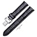 iStrap 24mm Cow Leather Watch Band Alligator Grain Padded Replacement Deployment Strap Black 24