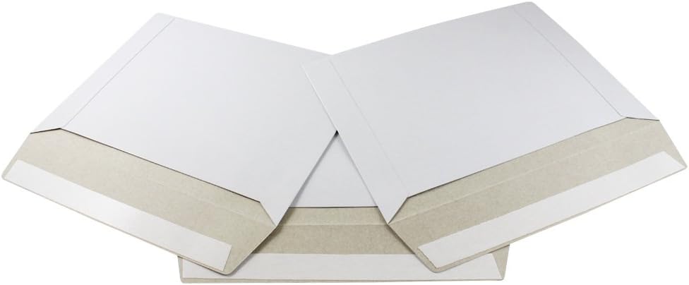 HGP 7" x 9", 5 pack, White Keep Flat Cardboard Mailer Photo Document Self-Seal Shipping Envelope