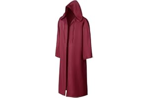 EONPOW Wizard Tunic Hooded Robe Halloween Cloak Cosplay Costumes Red