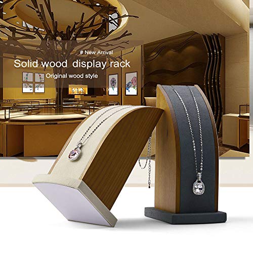 Oirlv 2Pcs/Set Solid Wood Long Chain Necklace Pendant Bracelet Stand Retail Stores/Trade Shows Showcase Display Jewelry Holder Exquisite Decorative Props (Gray Curved)