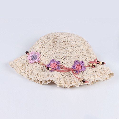 Children Kids Girl Floppy Sun Hat Wide Brim Baby Breathable Lace Cap Foldable Sunhat with Flower