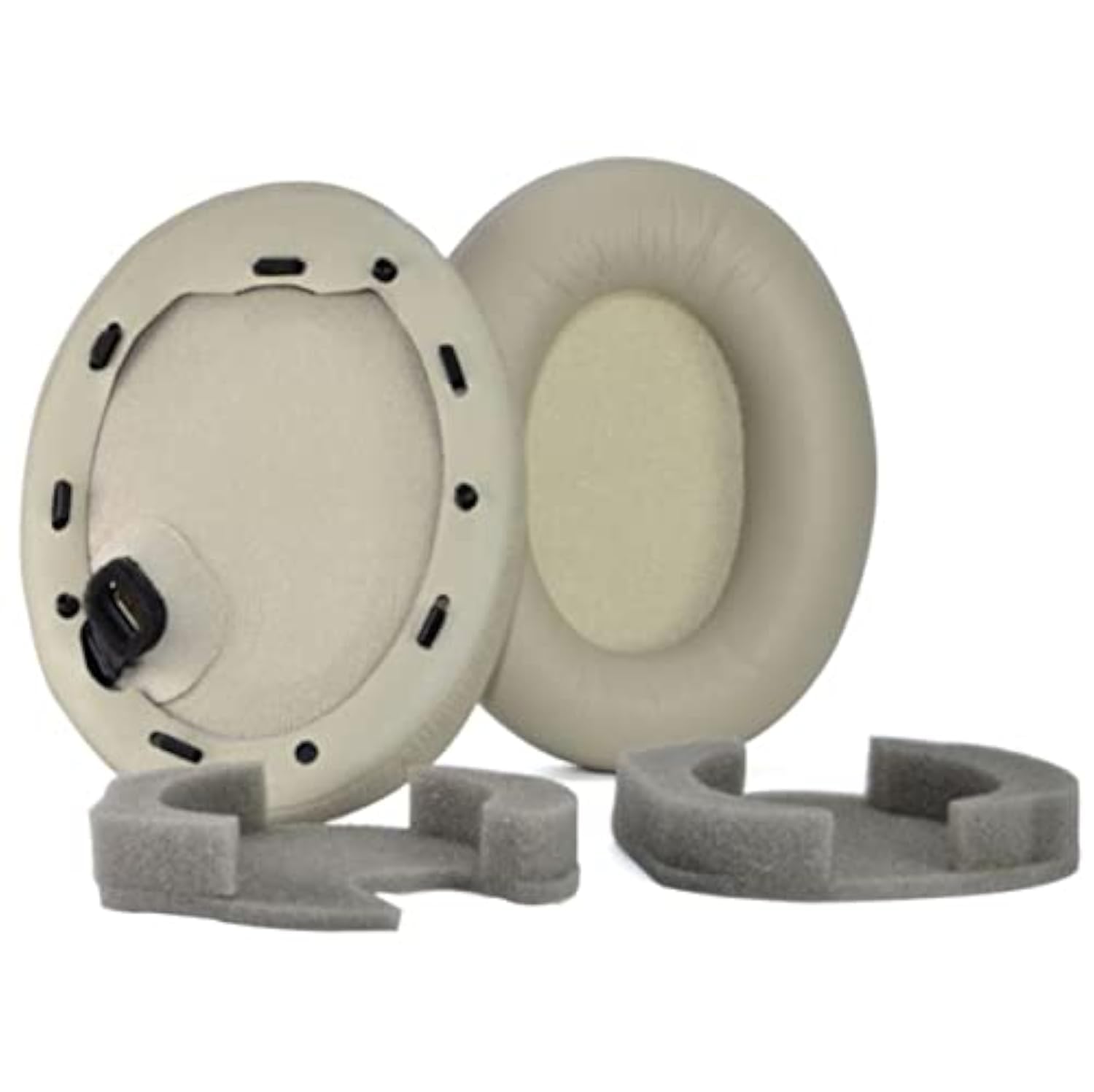 Yaowanguan Ear Pads Replacement Cushions for Sony WH-1000XM4 Headphones, Protein Leather Grey Clip WH1000XM4 Earpads w/Foam 1 Pair