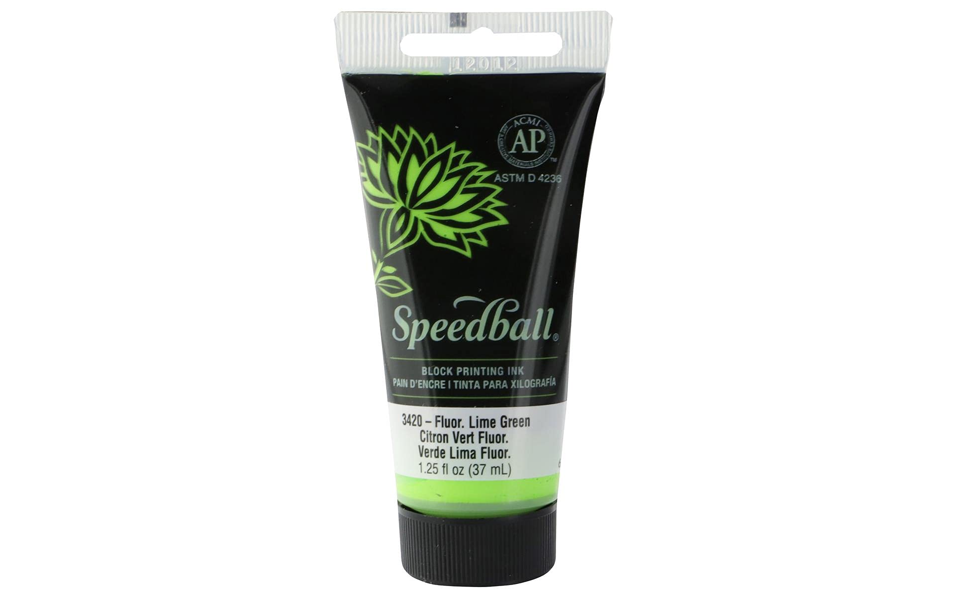 Speedball 37ml 1.25oz Water-Soluble Block Ink Fluorescent Lime Green, Block Print, Lino Print, Screen Printing, Artists Kit