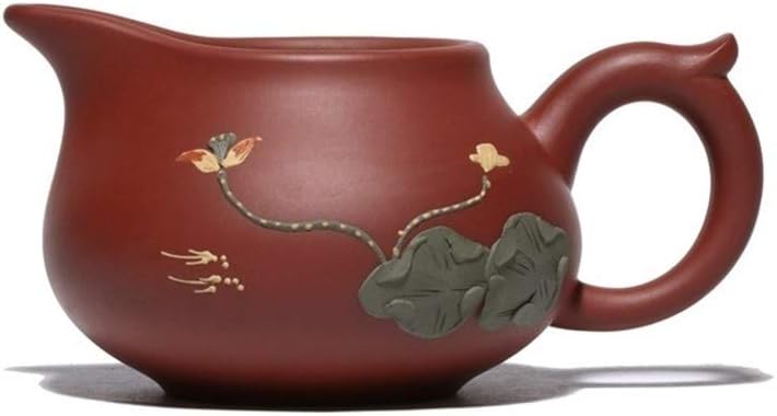 Teapot Chinese Teapot Yixing Genuine Handmade Lotus Pond Yixing Purple Clay Ore Zhuni Fair Cup Cup Frog Lotus Leaf Tea Fair Cup TongLingUSL (Color : Purple mud, Size : One Size)