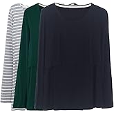 Smallshow Women's Nursing Tops Long Sleeve Shirts for Breastfeeding 3-Pack