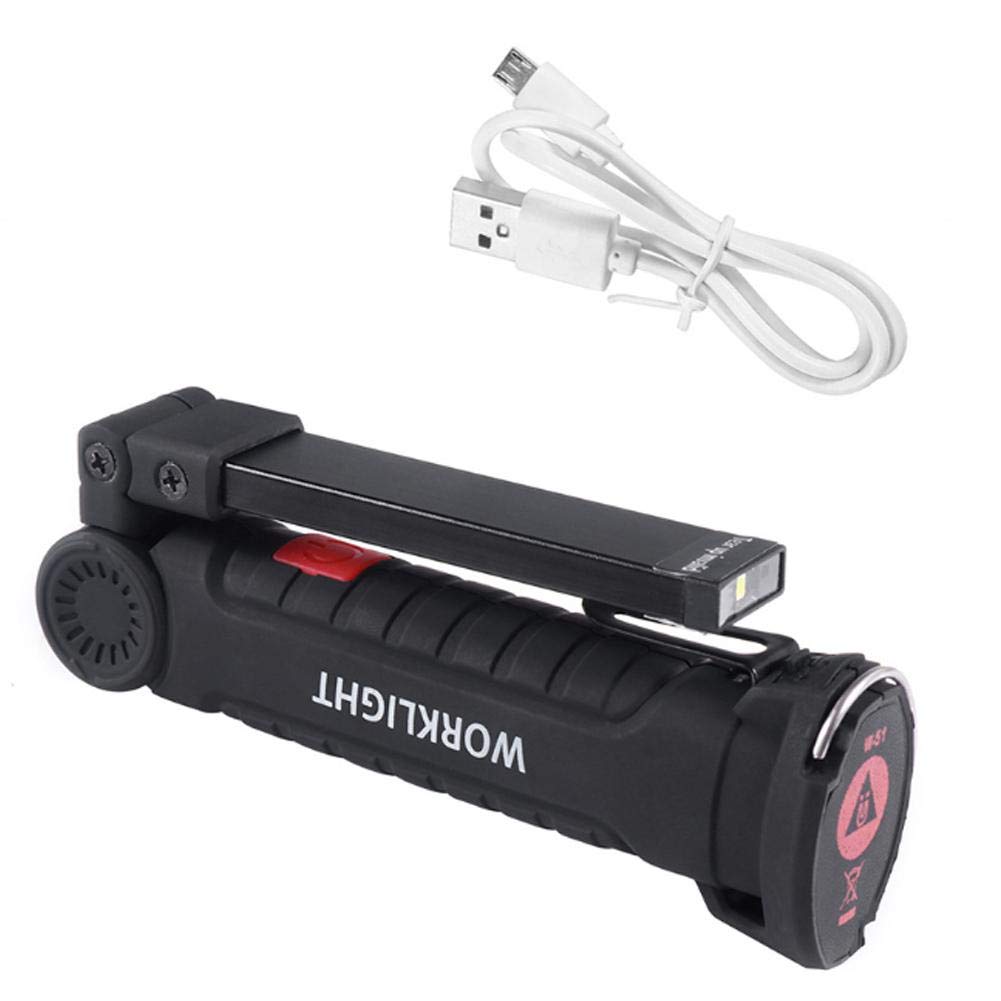 Mumusuki LED Work Light, Rechargeable COB Inspection Light with 5 Modes,Portable Handheld USB Flashlight Folding Inspecting Torch with Magnet & Hook for Outdoor Emergency