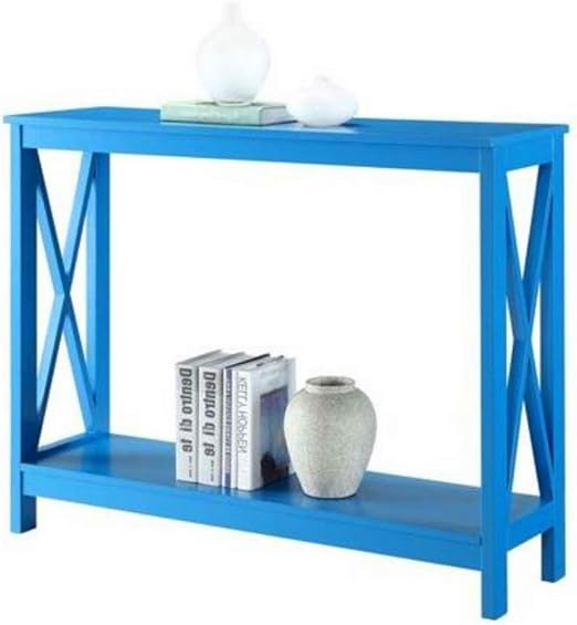 Amazon Com Skinny Console Table Wood Blue X Design Narrow