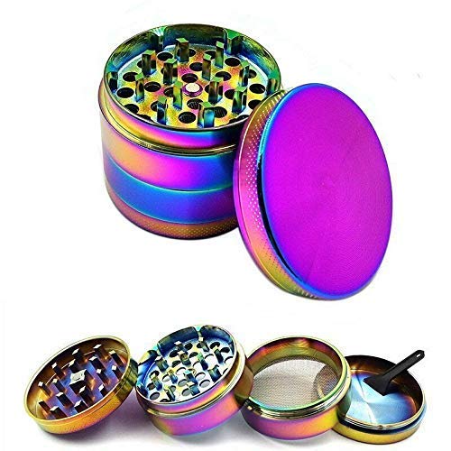 4 Piece Metal Tobacco Grinder Herb Spice Grinder Zinc Alloy Metal Grinder (Rainbow)
