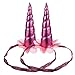 Frienda 2 Pack Unicorn Headband Party Horn Headband Dress Horn Party Flower Headband Unicorn Cosplay Costume Children Party Supplies (Pink)