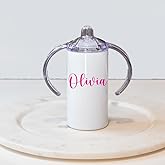 Personalized Sippy Cup | Any Name or Text | Baby Girl | Sippy Cups for Toddlers | Insulated Drinkware for Baby Girls | Stainless Steel | BPA Free | ECO Friendly Inks
