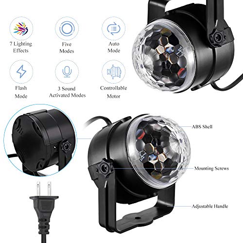 Party Lights Disco Ball Disco Lights, TONGK 7 Colors Dj Lighting Led Strobe Light Sound Activated Stage Lights Effect Dj Equipment With Remote Control with Kids Festival Birthday Xmas Wedding Bar Club - Thumbnail 3