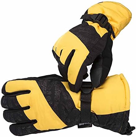 UKEE Ski Gloves, Waterproof and Windproof Winter Snow Gloves Ski, Snowboard, Motorcycle, Bike, Ski Gloves for Men and Women (Black and yellow)