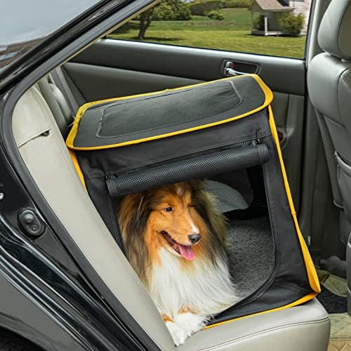 A 4 Pet Pop Up Dog Crate for Car, Folding Pet Car Travel Crates Carrier