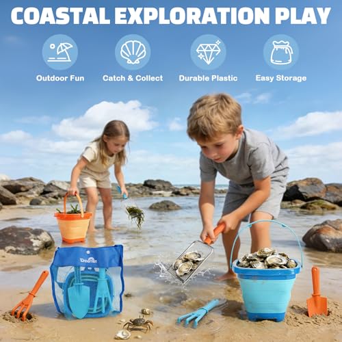 Dreamon Sand Toy Sandpit Toy Children 3 4 5 Years Beach Toy Children with Foldable Bucket Sand Strainer Shovel Rake Beach Toy