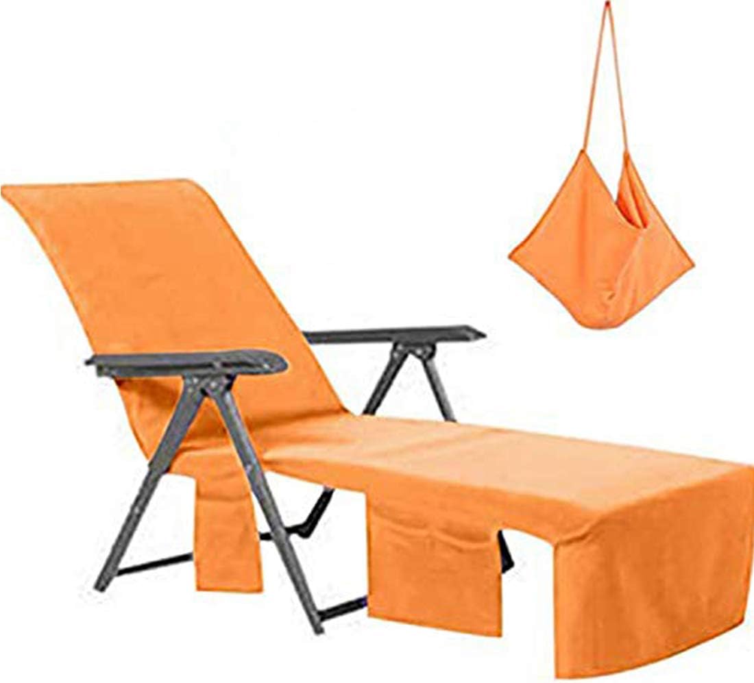Amazon Com Vocool Chaise Lounge Chair Towel Cover With Side Pockets No Towel Clips Needed Lounge Chair Mate For Swimming Pool Sun Lounger Hotel Vacation Orange Home Kitchen