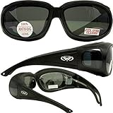 Motorcycle Safety Sunglasses Over-Prescription Rx Glasses Smoke Meets ANSI Z87.1 Standards For Safety Glasses Has Soft Airy Foam Padding
