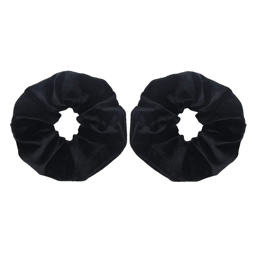 SUSULU 2pcs/lot Big Quality Velvet Hair Scrunchies elastic Spring Hair Bands Ponytail Holder (Black)