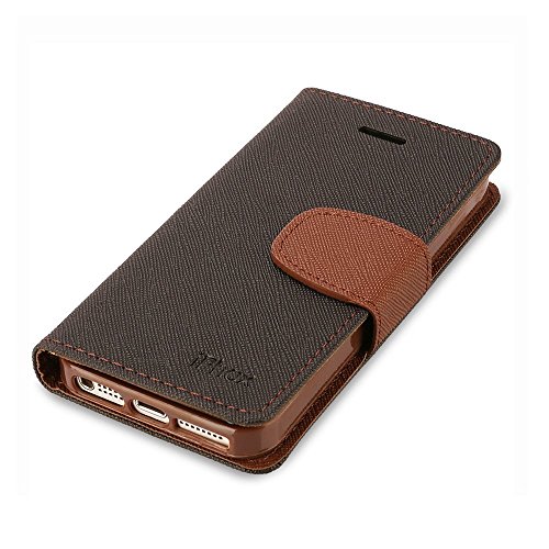 iPhone 5 Case, IPHOX [Cross Pattern Series][Black/Brown] Wallet Case ID Credit Card Cash Slots Premium PU Leather Case with Stand Flip Cover Protector for Apple iPhone 5s & iPhone 5SE--BK/BR - Thumbnail 4