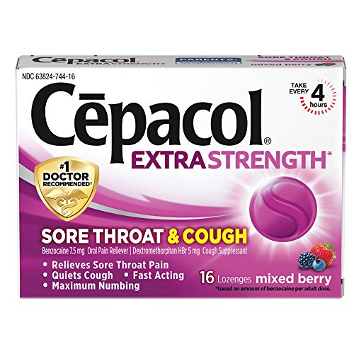 Cepacol Extra Strength Sore Throat & Cough Drop Lozenges, Mixed Berry 48ct (3X16ct)