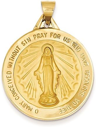 14K Yellow Gold Miraculous Round Medal Charm Pendant