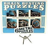 Chunky Metal Brain Busting Puzzles _ Set of 6 Unique Puzzles Plus Bonus Twisted Nails