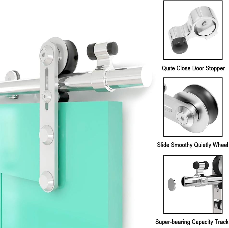 TSMST 183CM/6FT Sliding Door Track Barn Door Hardware Kit Closet Rail Roller Accessory Stainless Steel Material - Image 3