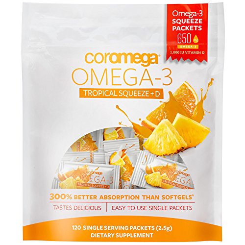 Coromega, Omega-3, Tropical Squeeze + D 