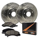 Max Brakes Front Performance Brake Kit [ Premium Slotted Drilled Rotors + Ceramic Pads ] KT003231 Fits: 2002-2006 Toyota Camry 2.4L/3.0L