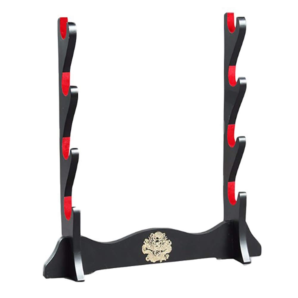 Z-fiber Sword Holder Japanese Velvet Padded Katana Stand Samurai Display Rack Support All Sword ragon Pattern,4 Tier