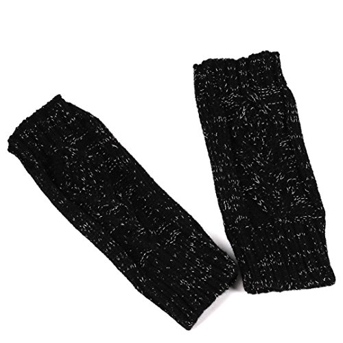 AIMTOPPY Fashion Knitted Arm Fingerless Winter Gloves Soft Warm Mittens (Black) - Thumbnail 3