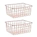 SINARDO Wire Storage Basket Organizer Bin Baskets for Kithen Cabinets Freezer Bedroom Bathroom (2, Rose Gold)