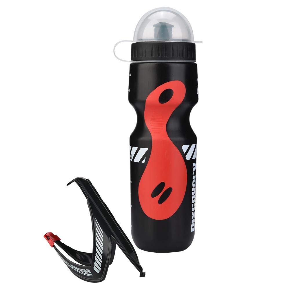 Water Bottle 650ml Water Bottle with Bicycle Holder Cage Bracket for Cycling Mountain Bikes(Black)