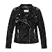 LJYH Girls'Faux Leather Quilted Shoulder Motorcycle Jacket Black