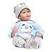 Nicery Reborn Baby Doll Soft Simulation Silicone Vinyl 22inch 55cm Magnetic Mouth Lifelike Boy Girl Toy Blue Dog