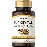 Piping Rock Turkey Tail Mushroom Capsules | 200 Pills | Coriolus Versicolor | Herbal Extract Supplement | Non-GMO, Gluten Free