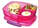 Sistema Lunch Collection Triple Split Lunch Box with Yogurt Pot Food Storage Container, 67.6 oz, Pink